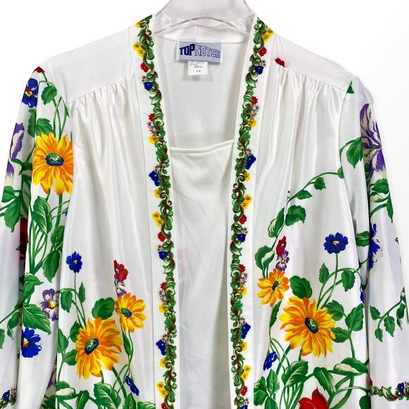 90s TOP NOTCH Vintage White Floral Shirt Jacket Blouse - Picture 8 of 10